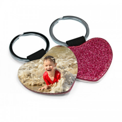 Keyring Glitter Heart Rose Red